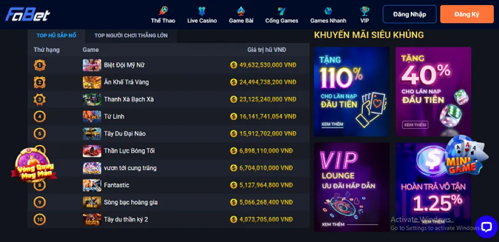 Ưu đãi hoàn trả hàng tuần tại 8live